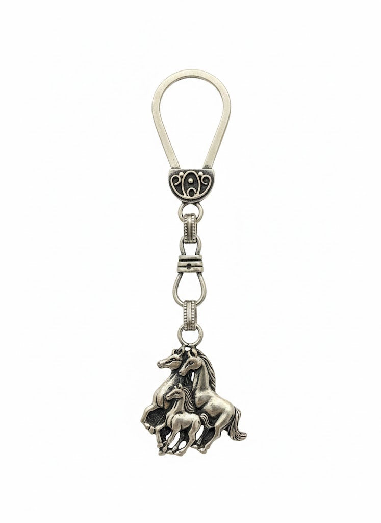 Egyptian Silver Horse Medal Keychain