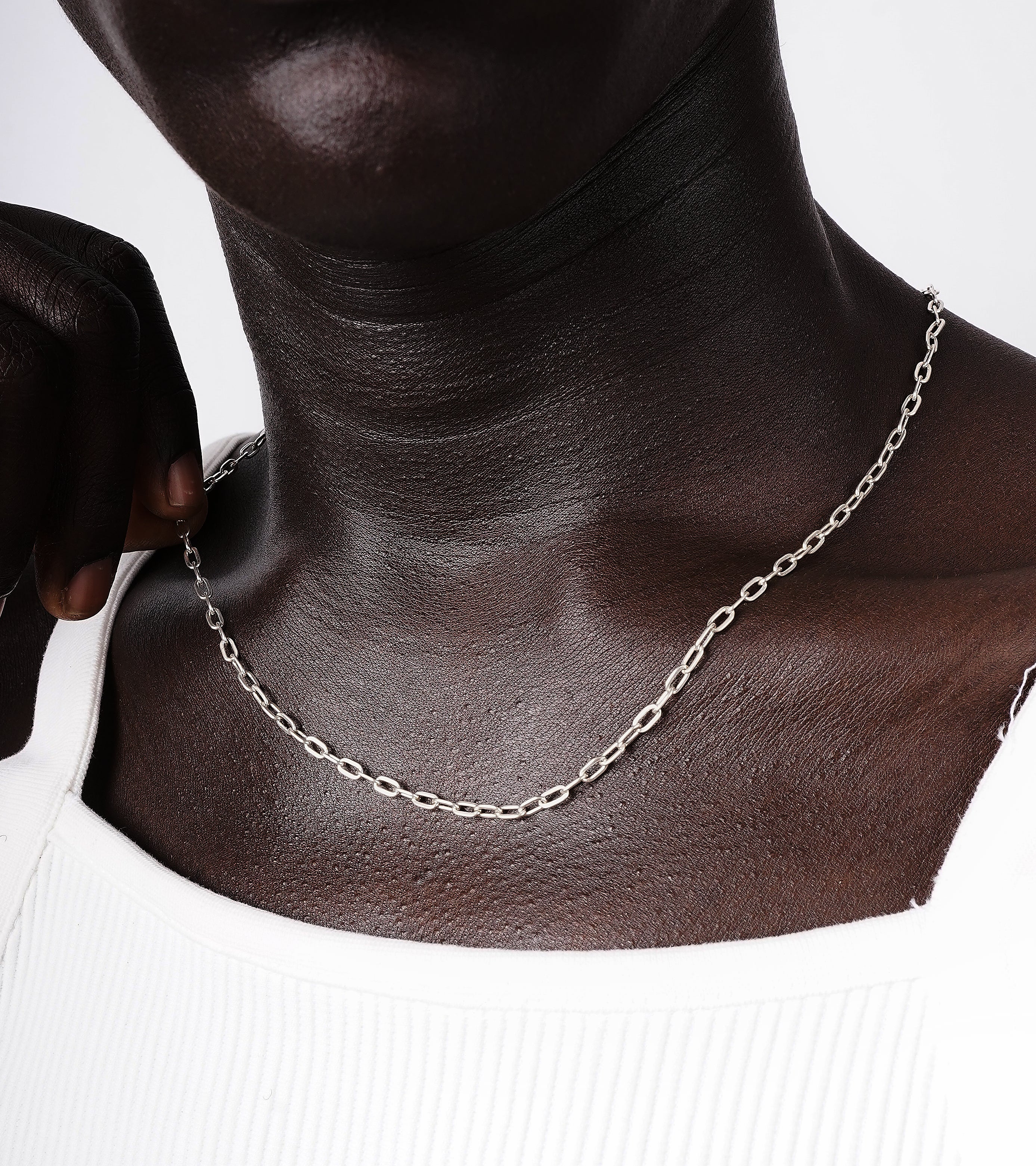 Silver Paper Clip Chain Necklace