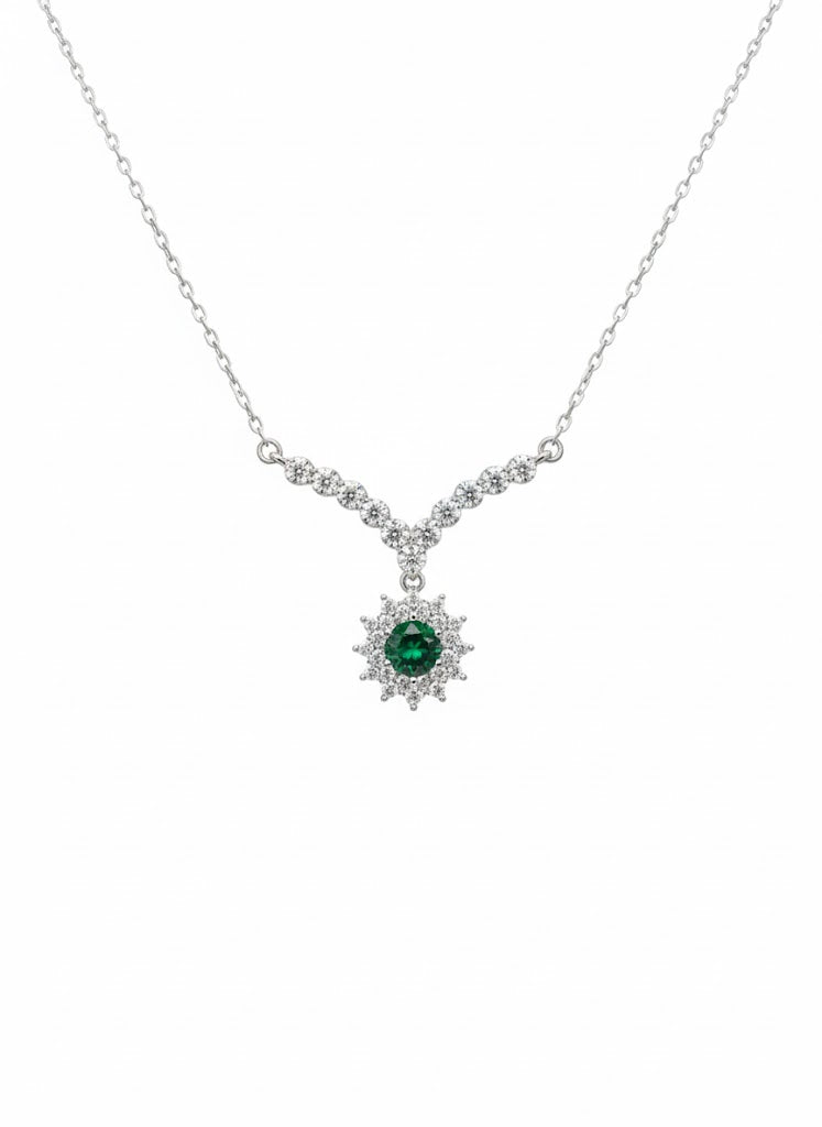 Green Stone Necklace – Italian Silver 925