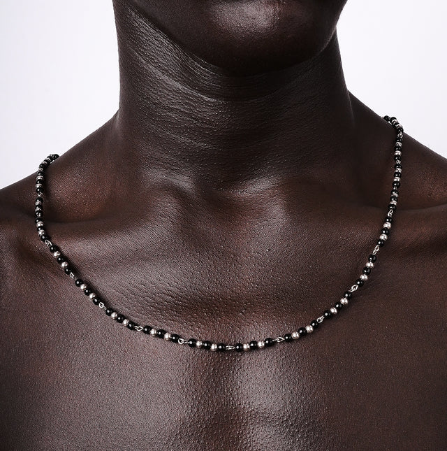 Onyx Beaded Chain Necklace