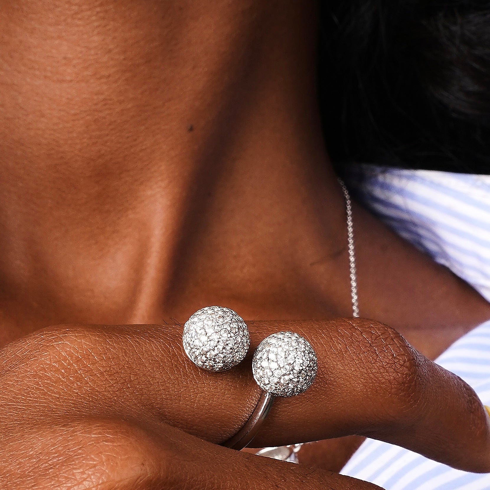 Crystal Sphere Adjustable Ring