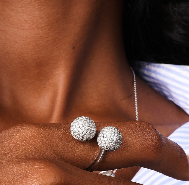 Crystal Sphere Adjustable Ring