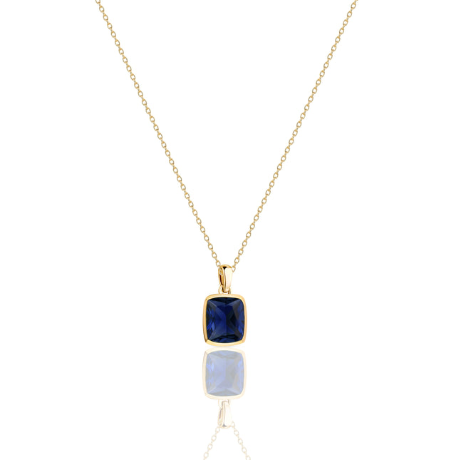 Royal Blue Sapphire Gold Pendant Necklace