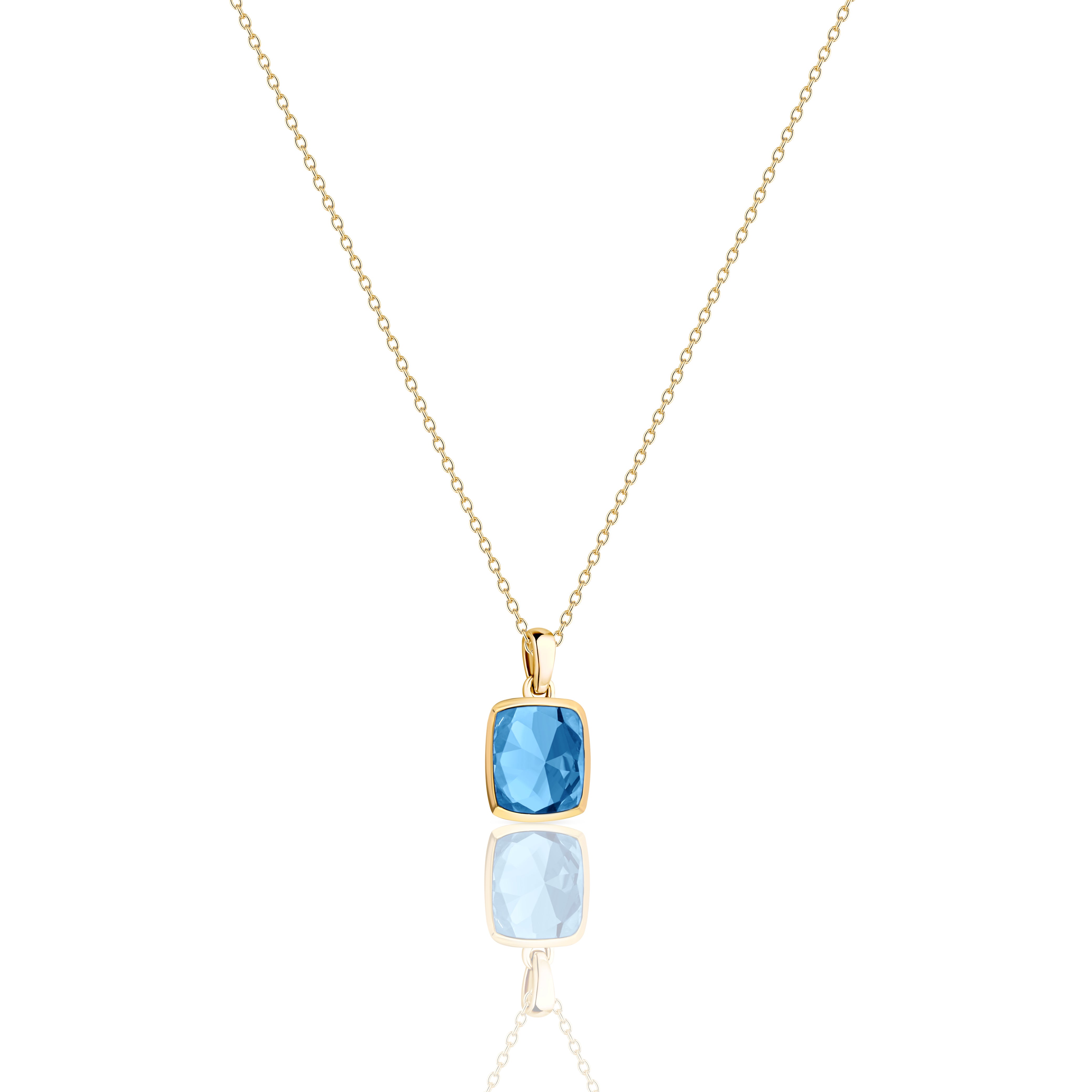 Azure Radiance Gold Pendant Necklace