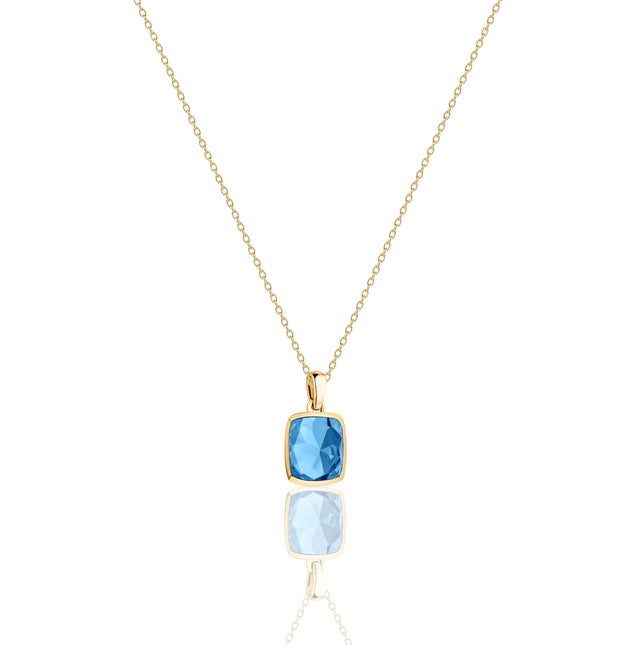 Azure Radiance Gold Pendant Necklace