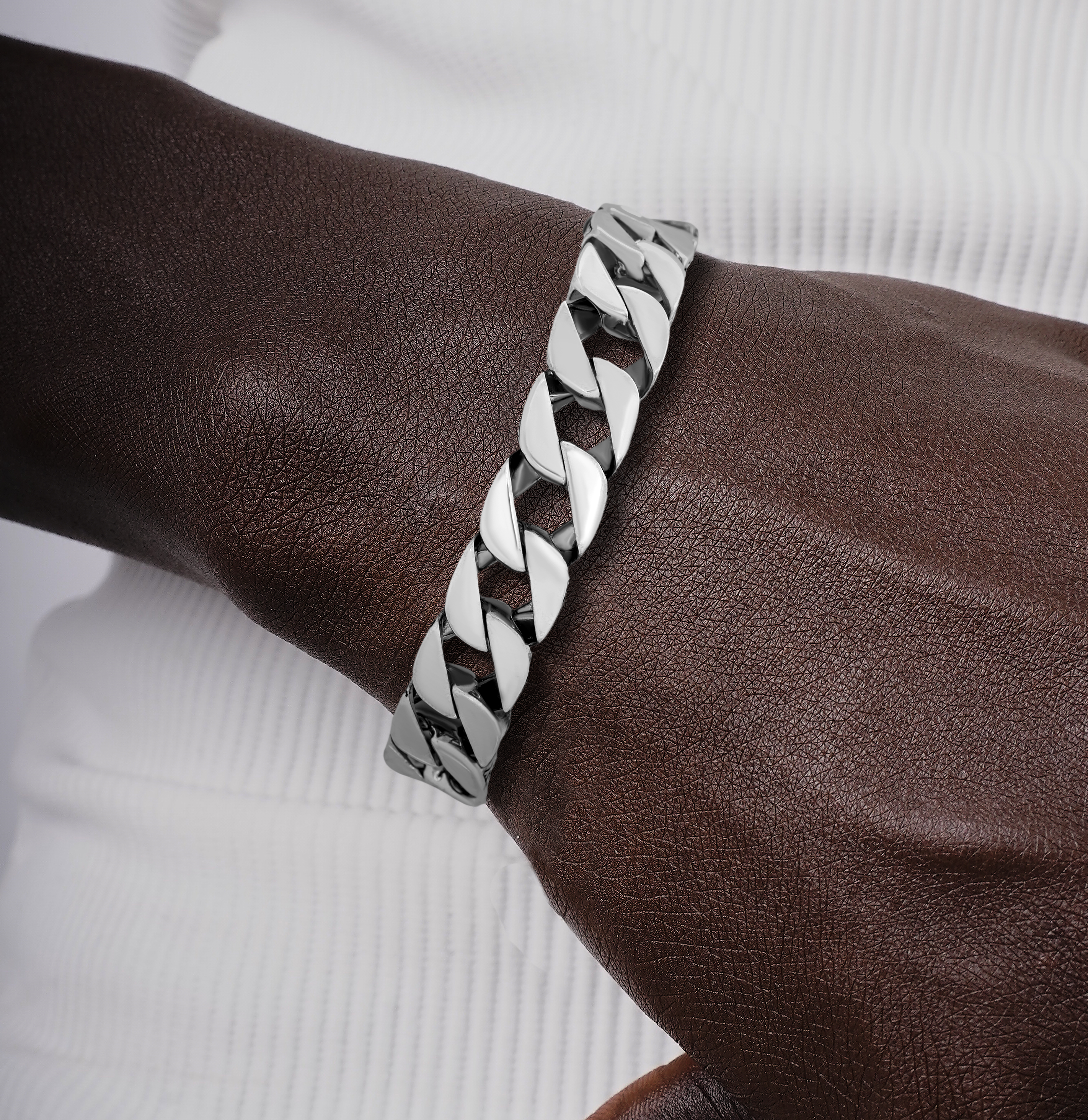 Bold Silver Curb Chain Bracelet