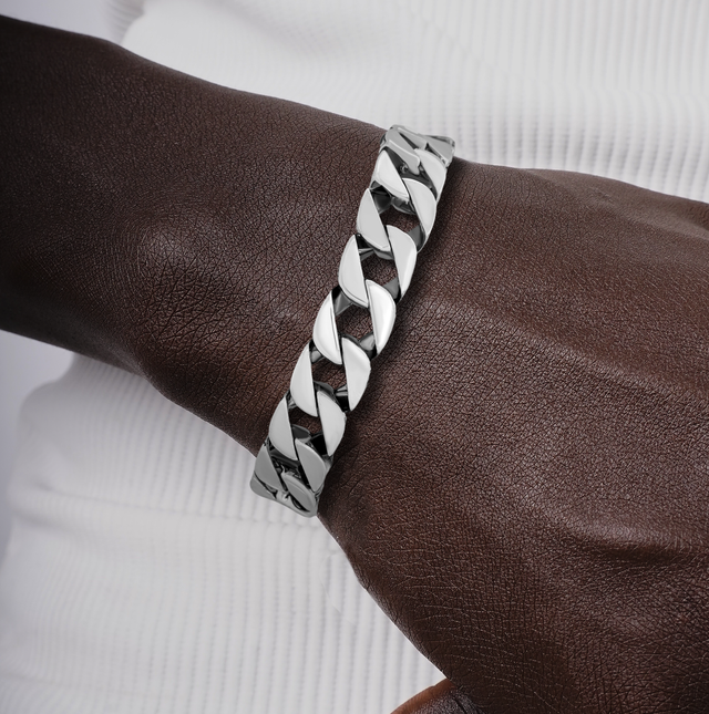 Bold Silver Curb Chain Bracelet